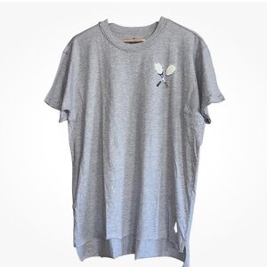 Free People Gray T-Shirt with Tennis Racket Design NWOT